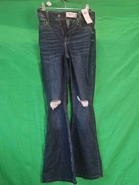 Hollister Dark Blue Distressed Flare Jeans